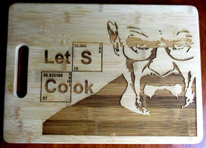 Custom Let's Cook Bamboo Cutting Board Engraved Breaking Bad board Small or large bamboo cutting board Cheese board Walter White Laser-Engraved