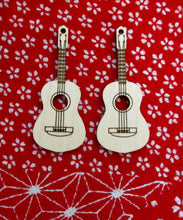 Load image into Gallery viewer, Custom Engraved Ukulele or Guitar Earrings Laser-engraved dangle birch cute earrings Gift for Teens Sisters Christmas Gift Music Lovers Gift
