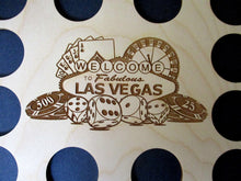 Load image into Gallery viewer, Custom Las Vegas Scene Display Frame Insert Welcome to Fabulous Las Vegas insert Fits 12 Casino chips 8X10 natural birch laser-engraved

