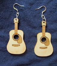 Load image into Gallery viewer, Custom Engraved Guitar Earrings Laser-engraved dangle birch earrings Cute earrings Gift for Teens Sisters Christmas Gift Music Lovers Gift
