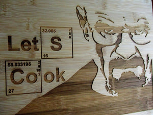 Custom Let's Cook Bamboo Cutting Board Engraved Breaking Bad board Small or large bamboo cutting board Cheese board Walter White Laser-Engraved