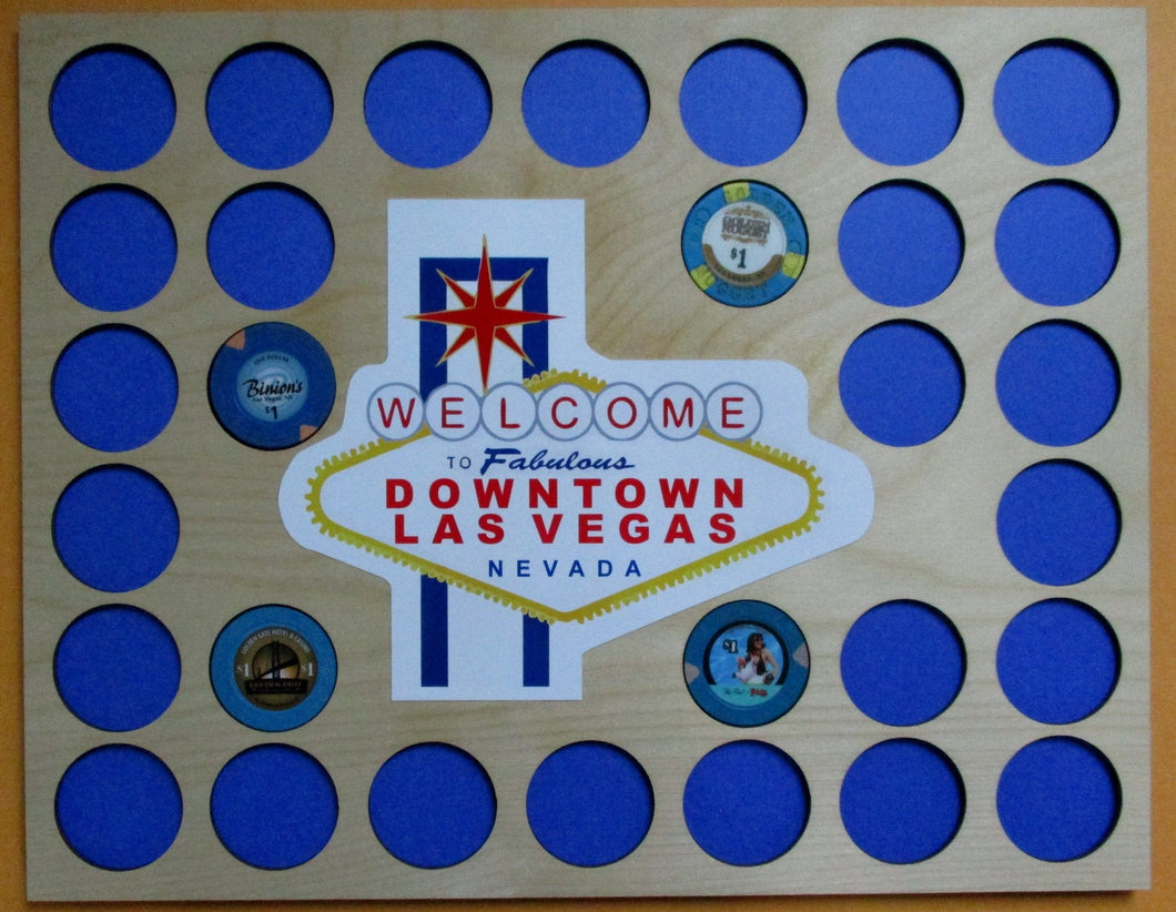 Las Vegas Poker Chip Insert Welcome to Downtown Las Vegas Holds 30 casino chips Las Vegas emblem 11X14
