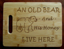 Load image into Gallery viewer, Custom Cutting Board An Old Bear and His Honey Bamboo cheese board Christmas Gift Small engraved board
