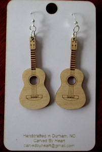Custom Engraved Ukulele or Guitar Earrings Laser-engraved dangle birch cute earrings Gift for Teens Sisters Christmas Gift Music Lovers Gift