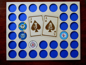 Custom Poker Chip Frame Display Insert Jack and Ace Engraved with frame option Fits 33 Casino chips 11x14 natural birch Christmas gift
