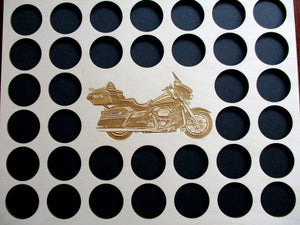 Motorcycle Engraved Poker Chip Frame Display Insert Fits 36 Harley or Casino chips 11 X 14 natural birch chip holder Large #18