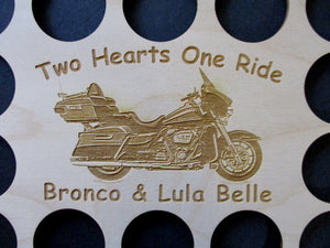 Custom Casino Poker Chip Display Frame Insert Personalized 11x14 wood insert Fits 36 Harley chips Two Hearts One Ride Valentines Day