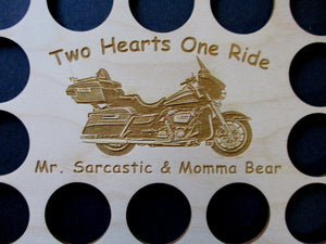 Custom Casino Poker Chip Display Frame Insert Personalized 11x14 wood insert Fits 36 Harley chips Two Hearts One Ride Valentines Day