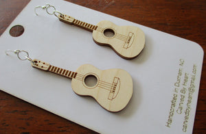 Custom Engraved Ukulele or Guitar Earrings Laser-engraved dangle birch cute earrings Gift for Teens Sisters Christmas Gift Music Lovers Gift