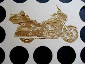 Motorcycle Engraved Poker Chip Frame Display Insert Fits 36 Harley or Casino chips 11 X 14 natural birch chip holder Large #18