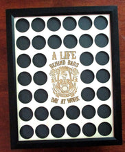 Load image into Gallery viewer, Poker Chip Frame Display with Engraved insert A Life Behind Bars Is Better Includes Black Frame Fits 36 Harley-Davidson or Casino chips
