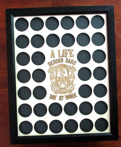 Poker Chip Frame Display with Engraved insert A Life Behind Bars Is Better Includes Black Frame Fits 36 Harley-Davidson or Casino chips