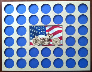 Poker Chip Display Frame with Engraved insert Fits 36 Harley-Davidson chips Father's Day Motorcycle with American flag 1-585