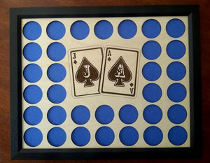 Custom Poker Chip Frame Display Insert Jack and Ace Engraved with frame option Fits 33 Casino chips 11x14 natural birch Christmas gift