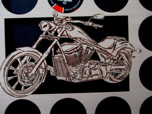 Custom Poker Chip Frame Display Fits 36 Harley-Davidson chips Father's Day Gift Engraved chip insert with bike cut-out and black frame