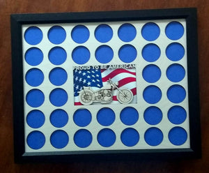 Poker Chip Display Frame with Engraved insert FREE SHIPPING Proud to be American Flag Fits 36 Harley-Davidson chips Motorcycle Lovers' Gift