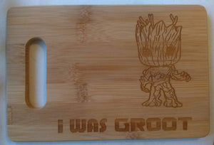 I Was Groot MINI Bamboo Cutting Board 6x9 Guardians of the Galaxy Avengers Marvel Infinity War Stocking Stuffer Gift