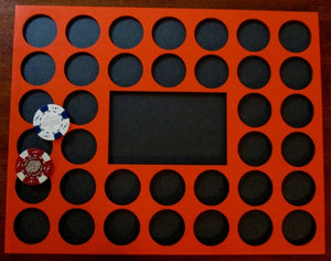 Custom Casino Poker Chip Display Frame Insert 11x14 SHIPS FREE Laser-cut Poker Player Gift Custom 36 chips insert