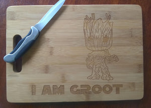 Custom Cutting Board I Am Groot Bamboo Cutting Board Guardians of the Galaxy Avengers Marvel Infinity War Cheese Board Small and Large