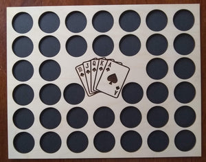 Custom Poker Chip Display Insert and Frame for 38 chips Laser-engraved insert Royal Flush Cards In Spades Includes Frame Option-With or Without