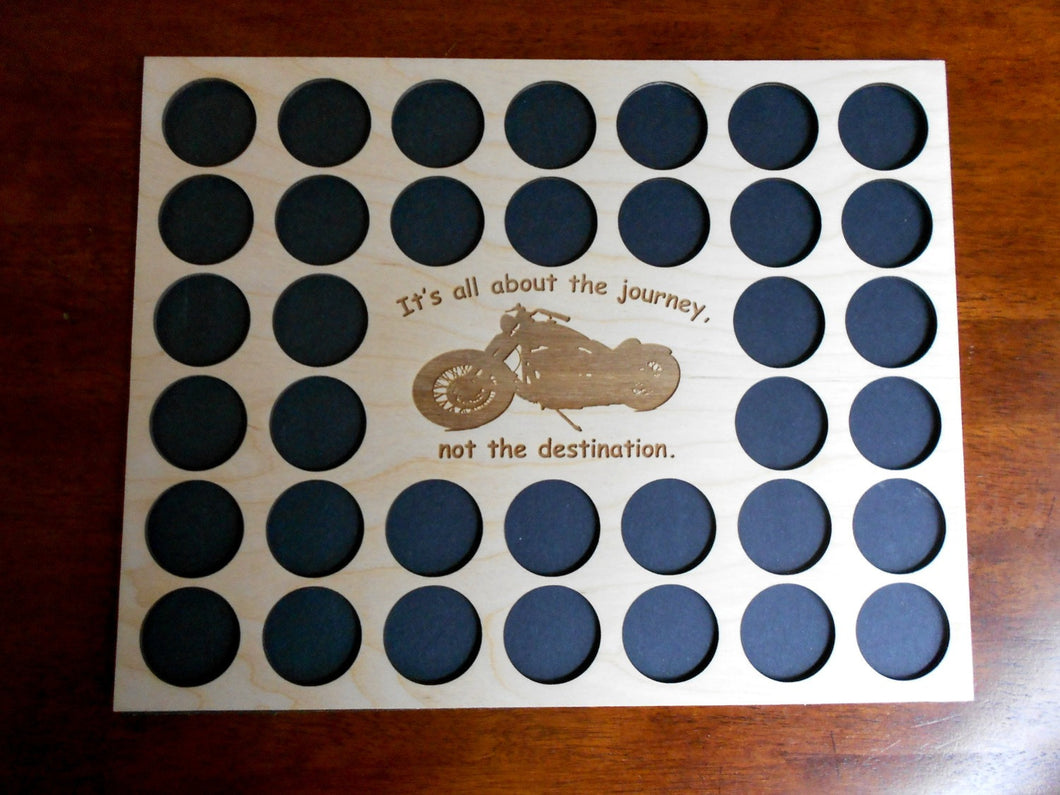 Motorcycle Engraved Poker Chip Display Insert Fits 36 Harley or Poker chips 11 X 14 natural birch chip holder It's all about the journey
