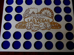 Poker Chip Display Frame Insert Poker Player Gift Laser-engraved Large Vegas emblem Holds 31 Casino chips