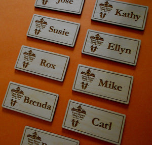 Custom Name Badges Company logo Laser-engraved personalized name badges Small name badges for conferences Magnetic name tag Wood badges